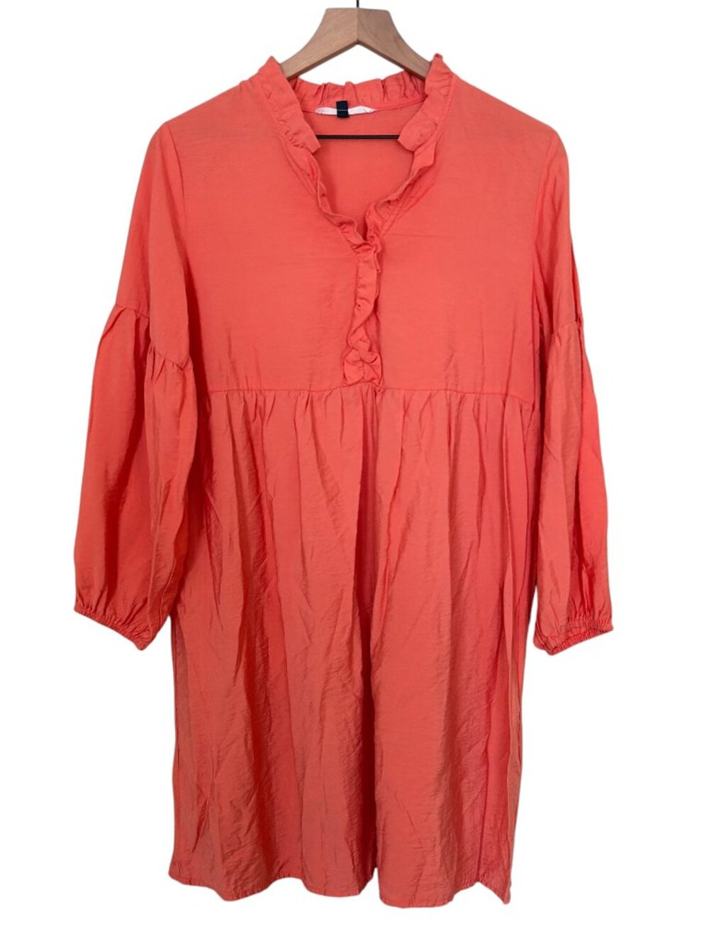 Michelle McDowell Coral Ruffle Neck Long Sleeve Mini Tunic Dress